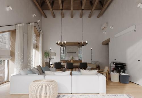 Дом площадью 170 м 2 с большой кухней - гостиной, детской и 2 спальнями был придуман для индивидуального строительства. 05