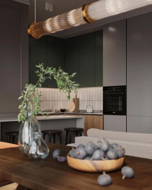 Мы предлагаем насладиться стильным интерьером кухни - гостиной. 01