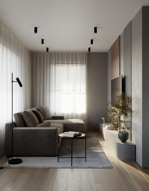 Интерьер прихожей и кухни - гостиной в проекте 3 х - комантаной квартиры. 05