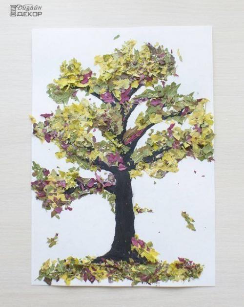 Аппликация из сухих листьев? 
