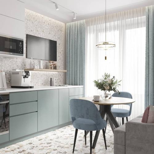 Дизайн - проект квартиры в спокойной цветовой гамме.