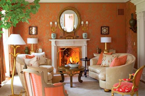 Персиковый цвет в интерьере. 03