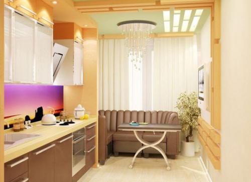 Интерьер маленькой кухни требует использования светлой цветовой гаммы, выдержанной в одной тональности, это поможет сделать помещение просторней. 01