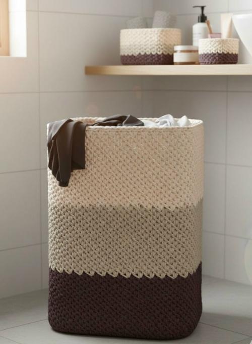 Теперь хочу показать наглядный пример, как можно использовать вязаные корзины дома. 02