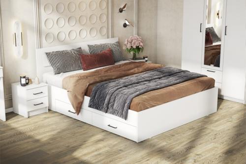 Кровать двойная с ящиками Бали, белый шагрень за 9590 р! 01