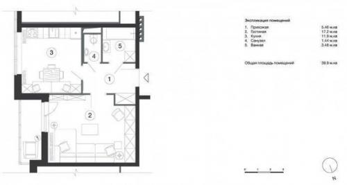 Дизайн однокомнатной квартиры 40 кв. 06