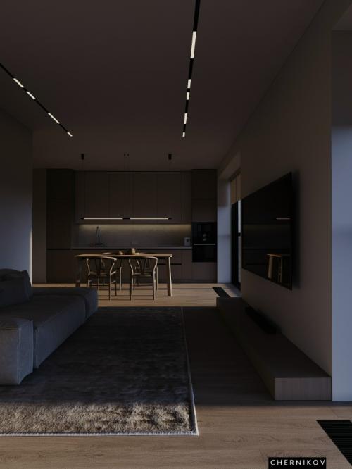 Проект просторной однокомнатной квартиры 53 м 2 в ЖК метрополия Сингапур в Москве. 01