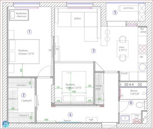 Проект двушки 68 кв. 09
