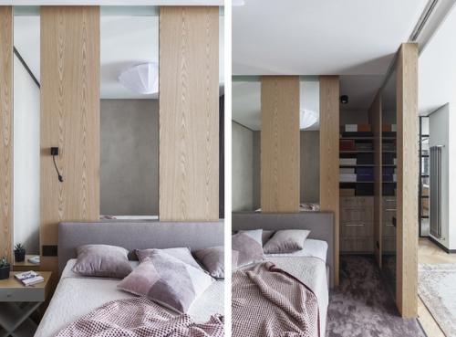 Интерьер с отсылками к стилю лофт и преобладанием черного цвета и бетона. 06