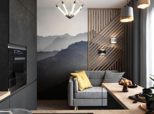 Современный интерьер однокомнатной квартиры, предназначенный для молодой женщины. 08