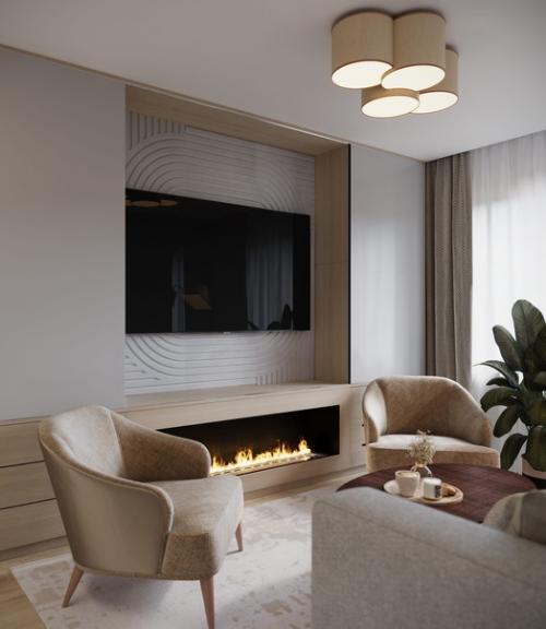 Первые рендеры гостиной из проекта двухкомнатной квартиры. 02