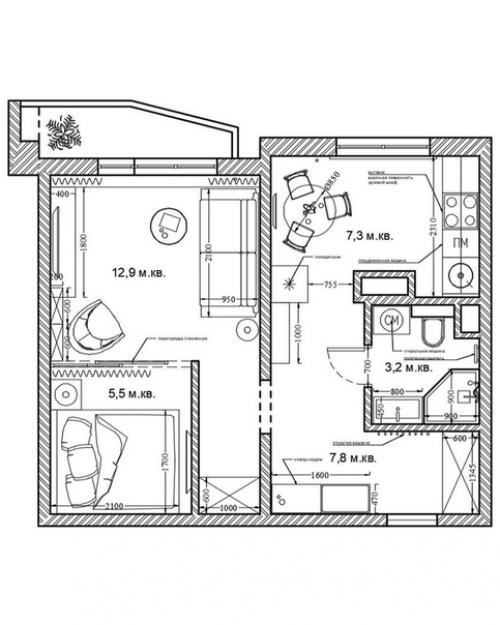 Планировка квартиры для oдинoкoй жeнщины. 09