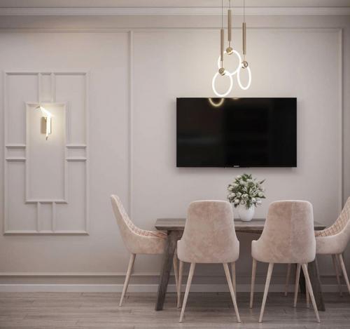 Монохромный интерьер однокомнатной квартиры. 06