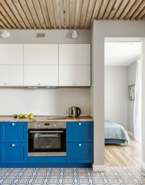 Яркий, интересный интерьер небольшой однокомнатной квартиры в стиле фьюжн, разработанный московским дизайнером Ириной носовой. 05