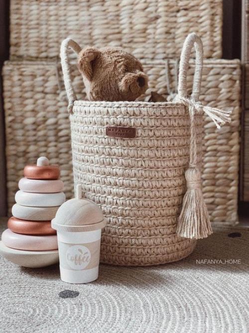 Что хранить в вязаных корзинах? 01