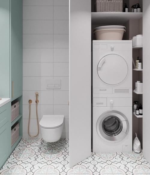 Спокойный и нежный дизайн - проект ванной комнаты со стандартной планировкой, площадью примерно 4 кв. 02