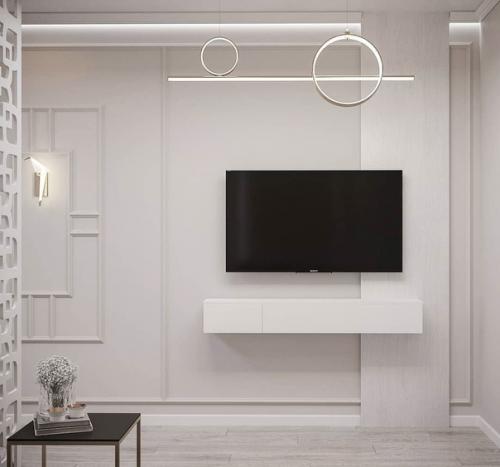 Монохромный интерьер однокомнатной квартиры. 08