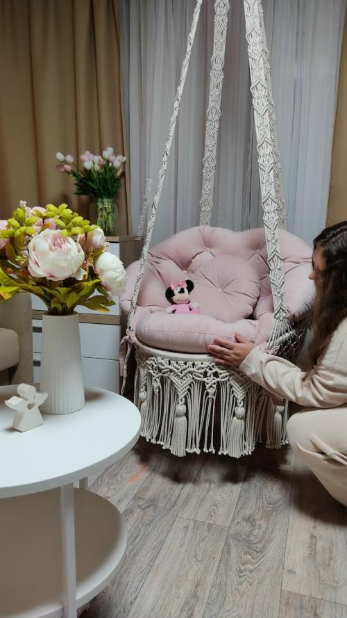 Мой последний проект - кресло - макраме для детской комнаты - уже мчится навстречу своей маленькой хозяйке. 05