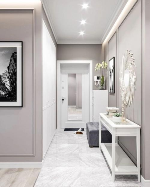 Идеальное цветовое сочетание в интерьере прихожей и кухни - гостиной. 02