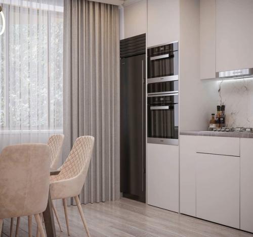 Монохромный интерьер однокомнатной квартиры. 09