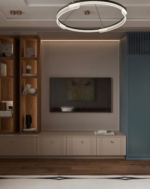 Дизайн гостиной комнаты Марии калиной привлекает внимание своей изысканностью и утонченностью. 06