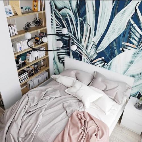 Стильный вариант дизайна квартиры в светлых тонах в сочетании с оттенком зеленого. 03