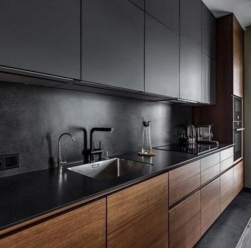 Современная кухня. В чёрном цвете. 02