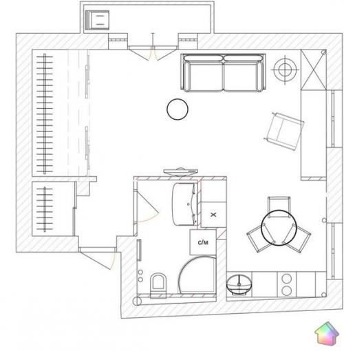 Квартира холостяка площадью 38 кв. 09