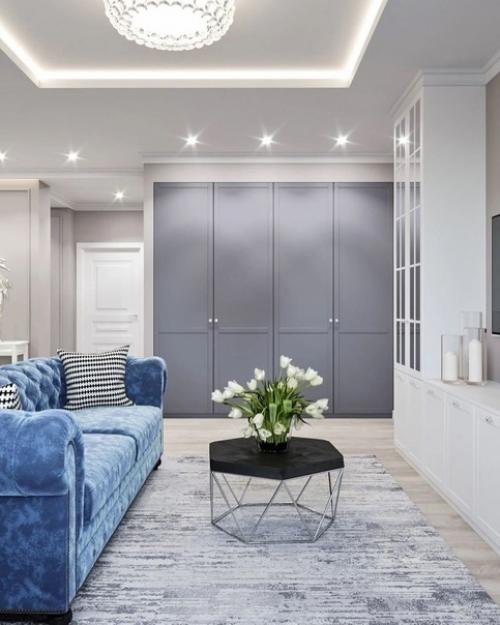 Идеальное цветовое сочетание в интерьере прихожей и кухни - гостиной. 01