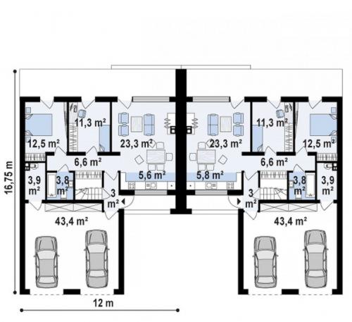 Типовой проект.  Жилая / общая площадь 131, 8 / 181, 9 м 2. 07