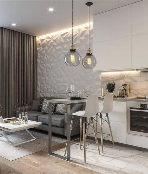 Кухня - гостиная. Отличное решение для интерьера такого небольшого помещения. 02