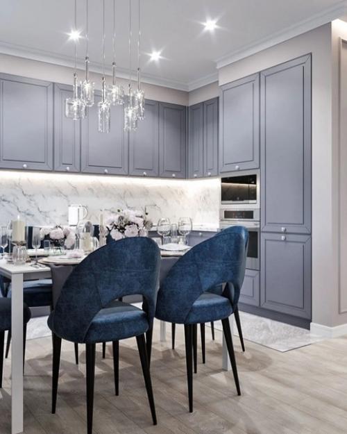 Идеальное цветовое сочетание в интерьере прихожей и кухни - гостиной. 05