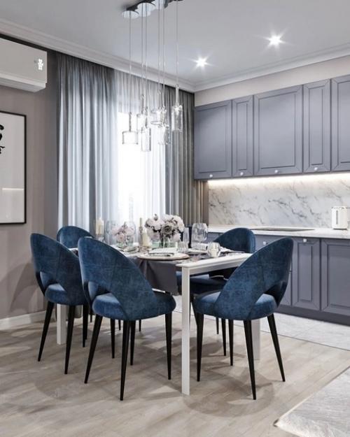 Идеальное цветовое сочетание в интерьере прихожей и кухни - гостиной. 03