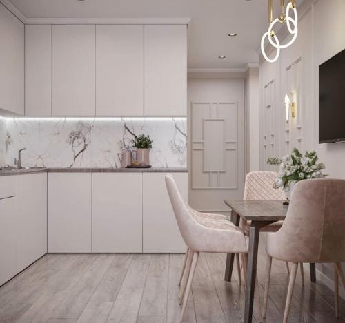 Монохромный интерьер однокомнатной квартиры. 05