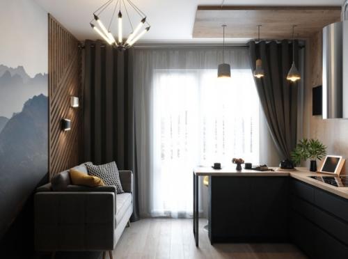 Современный интерьер однокомнатной квартиры, предназначенный для молодой женщины. 09