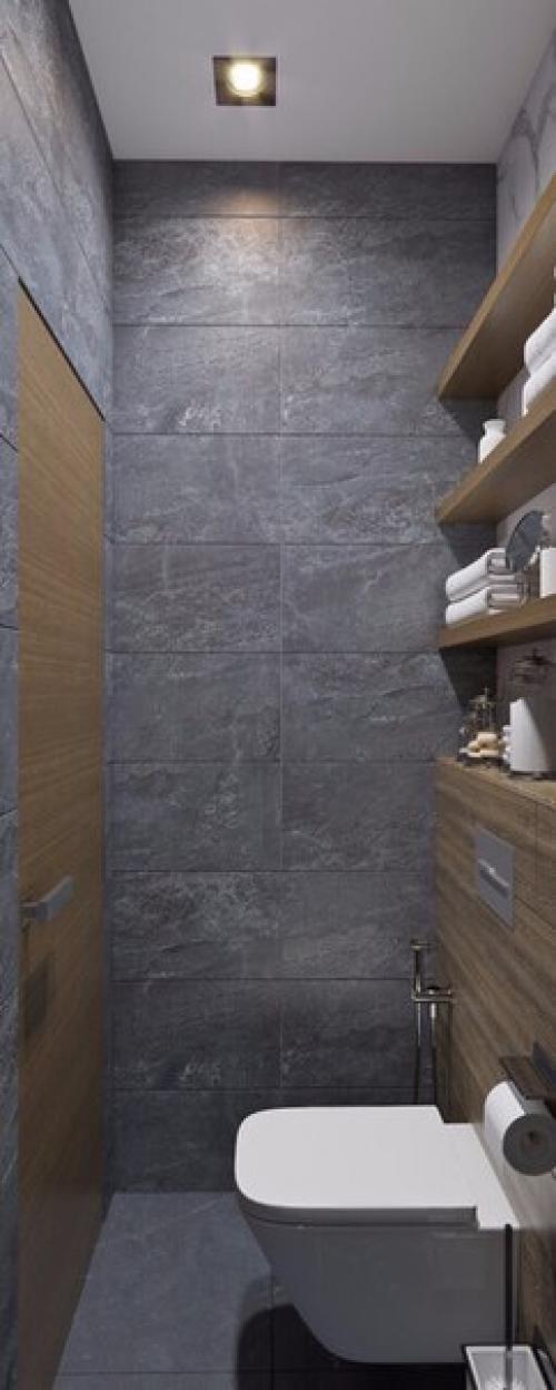 Санузел и коридор в проекте квартиры для молодого человека площадью 55 кв. 06