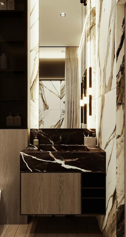 Интерьер ванной комнаты при мастер - спальне. 04