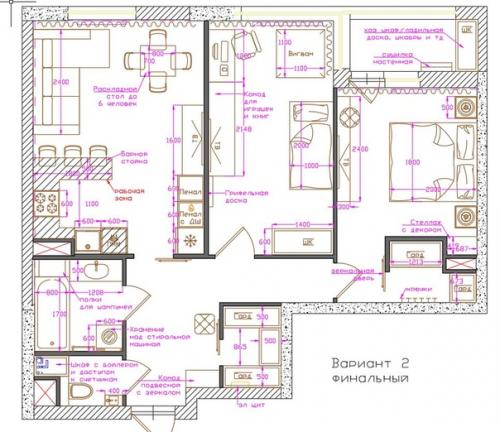 Проект двушки 75 кв. 09