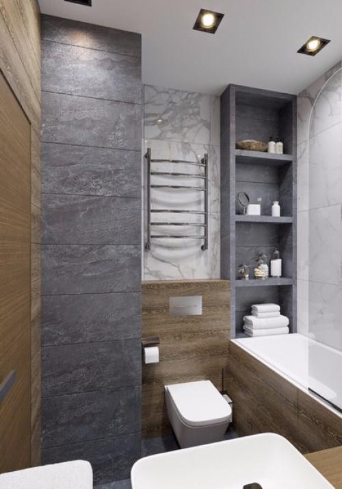 Санузел и коридор в проекте квартиры для молодого человека площадью 55 кв. 02