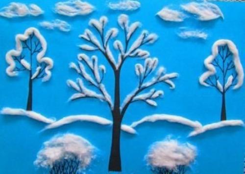 Аппликация из ваты Зима? 04