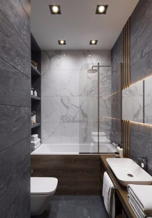 Санузел и коридор в проекте квартиры для молодого человека площадью 55 кв. 03