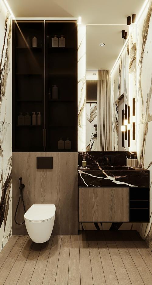 Интерьер ванной комнаты при мастер - спальне. 09