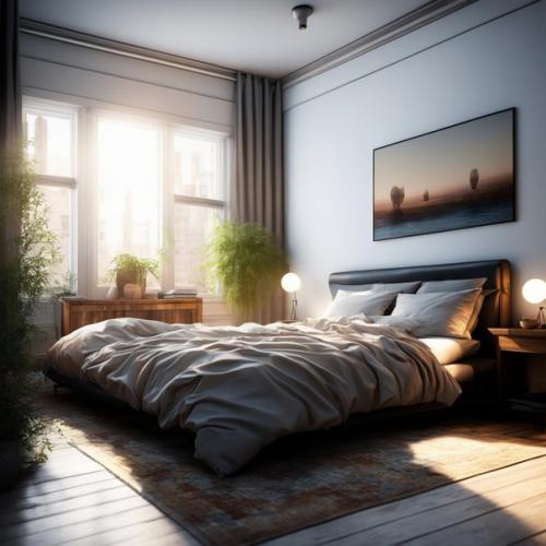 Попросил нейросеть сделать мне рендеры гостиной и спальни на основе других интерьеров. 01