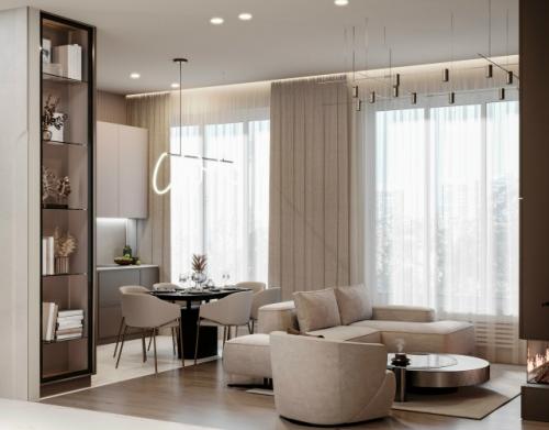 Современный светлый интерьер трехкомнатной квартиры в элитном клубном доме Москвы, созданный специально для семейной пары с двумя сыновьями. 03