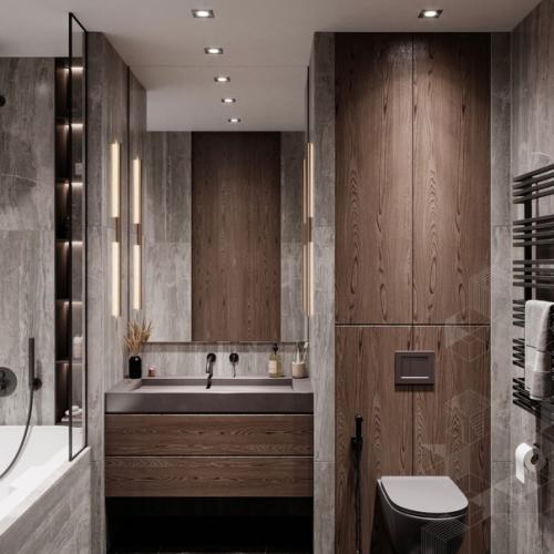 Санузел объедине н в большую ванную комнату. 01