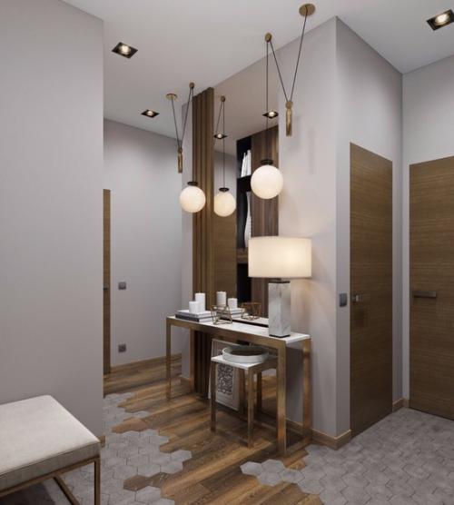 Санузел и коридор в проекте квартиры для молодого человека площадью 55 кв. 04