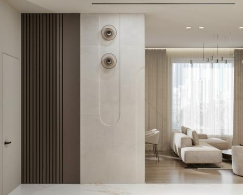 Современный светлый интерьер трехкомнатной квартиры в элитном клубном доме Москвы, созданный специально для семейной пары с двумя сыновьями. 07