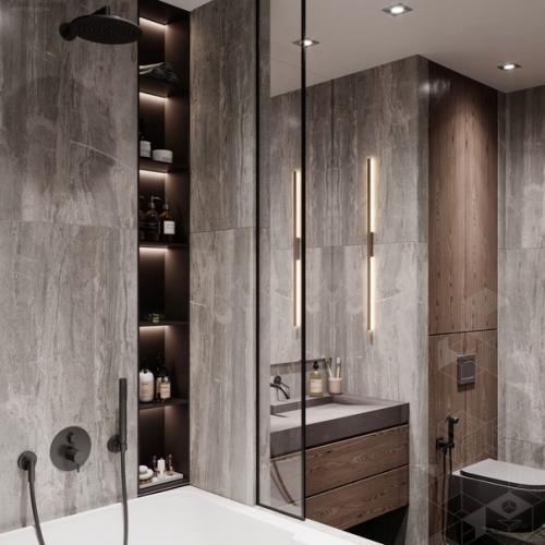 Санузел объедине н в большую ванную комнату. 04