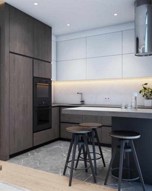 Дизaйн кyxни гостинoй площaдью 22 m. 03