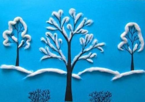 Аппликация из ваты Зима? 03